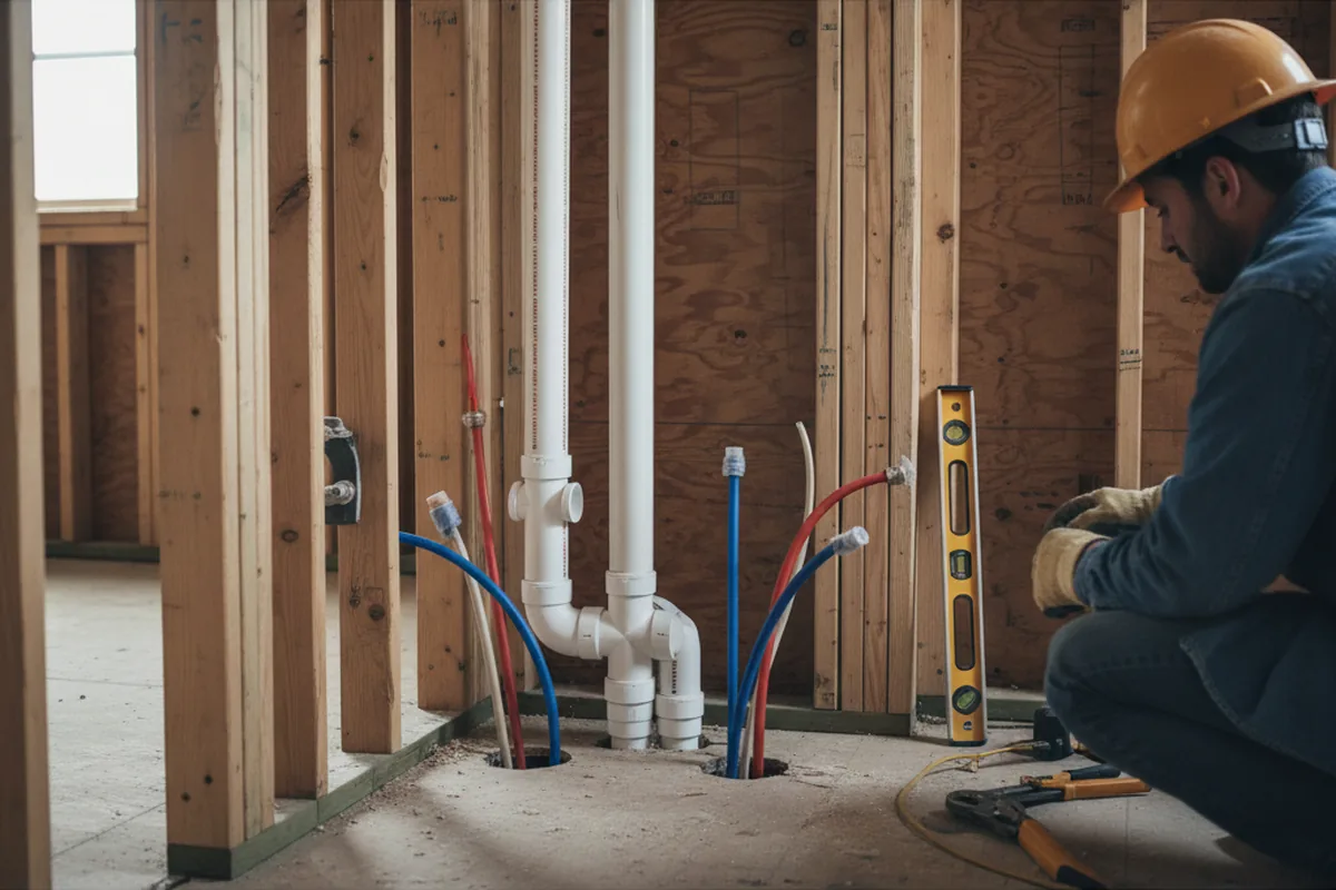 Drain and supply rough-in during Sump Pump Repair in Lindsay